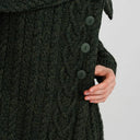 A20298 Merino Large Collar Aran Coat
Army Green Color Front View Gaelsong