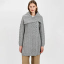 A20298 Merino Large Collar Aran Coat Army Grey Studio Gaelsong
