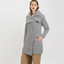 A20298 Merino Large Collar Aran Coat
Grey Color  Gaelsong