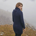A20298 Merino Large Collar Aran Coat
Navy Blue Back View Lifestyle  Gaelsong