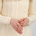 A20298 Merino Large Collar Aran Coat
White Color Front View Gaelsong