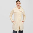 A20298 Merino Large Collar Aran Coat Army White Studio Gaelsong
