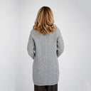 A20299 Aran Merino Wool Open Front Cardigan Grey Color Back View  Gaelsong
