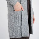 A20299 Aran Merino Wool Open Front Cardigan Grey Gaelsong
