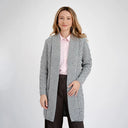 A20299 Aran Merino Wool Open Front Cardigan GREY Color studio Gaelsong
