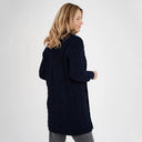 A20299 Aran Merino Wool Open Front Cardigan Navy Color Back View  Gaelsong
