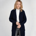 A20299 Aran Merino Wool Open Front Cardigan Navy Blue Color studio Gaelsong
