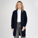 A20299 Aran Merino Wool Open Front Cardigan Navy Color Gaelsong
