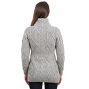 A20300 Irish Cable Knit Cardigan with Full Zipper Grey Color back view  Gaelsong
