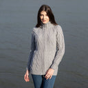 A20300 Irish Cable Knit Cardigan with Full Zipper Grey Color Lifestyle Gaelsong
