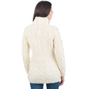 A20300 Irish Cable Knit Cardigan with Full Zipper White Color back view  Gaelsong
