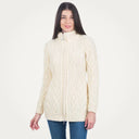 Irish Cable Knit Cardigan with Full Zipper