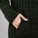 A20301 Women's Long Side Zip Irish Cardigan Army Green Gaelsong
