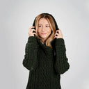 A20301 Women's Long Side Zip Irish Cardigan Army Green Color Gaelsong
