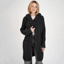 A20301 Women's Long Side Zip Irish Cardigan Charcoal Color Front View  Gaelsong
