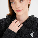 A20301 Women's Long Side Zip Irish Cardigan Charcoal Gaelsong
