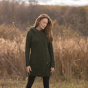 A20301 Women's Long Side Zip Irish Cardigan Army Green Color Studio Gaelsong
