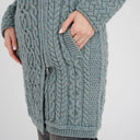 A20301 Women's Long Side Zip Irish Cardigan Misty Blue  Gaelsong
