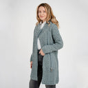 A20301 Women's Long Side Zip Irish Cardigan Misty Bluel Color Side View  Gaelsong
