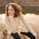 A20301 Women's Long Side Zip Irish Cardigan Lifestyle Gaelsong
