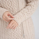 A20301 Women's Long Side Zip Irish Cardigan Parsnip Front View  Gaelsong
