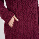 A20301 Women's Long Side Zip Irish Cardigan Red Side Gaelsong
