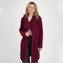 A20301 Women's Long Side Zip Irish Cardigan  Red Gaelsong
