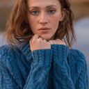 Ladies Irish Merino Zip Neck Sweater Teal Gaelsong