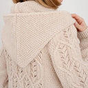 A20303 Merino Wool Aran Leaf Irish Coat Parsnip color Back View Gaelsong
