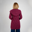 A20303 Merino Wool Aran Leaf Irish Coat Red color Back View Gaelsong
