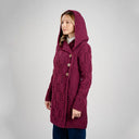 A20303 Merino Wool Aran Leaf Irish Coat Red color Side View Gaelsong

