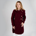 A20303 Merino Wool Aran Leaf Irish Coat Wine color studio Gaelsong
