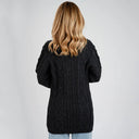A20304 Women's Traditional Shawl Collar Irish Cardigan Charcoal Color Back View Gaelsong
