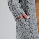 A20305 Merino Long Open-Front Irish Coat Grey Color Side View Gaelsong
