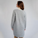 A20305 Merino Long Open-Front Irish Coat Grey Color Back View Gaelsong
