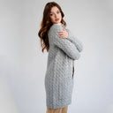A20305 Merino Long Open-Front Irish Coat Grey Color Side View Gaelsong
