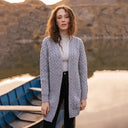 A20305 Merino Long Cable Knit Coat GREY Lifestyle Gaelsong
