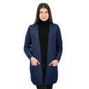 A20305 Merino Long Open-Front Irish Coat Navy Blue Color Studio Gaelsong
