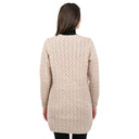 A20305 Merino Long Open-Front Irish Coat Parsnip Color Back View Gaelsong
