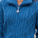 A20306 Ladies Merino Irish Bomber Jacket Blue Gaelsong
