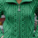 A20306 Ladies Merino Irish Bomber Jacket Green Gaelsong
