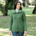 A20306 Ladies Merino Irish Bomber Jacket Green Color Lifestyle Gaelsong