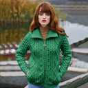 A20306 Ladies Merino Irish Bomber Jacket Green Color Lifestyle Gaelsong
