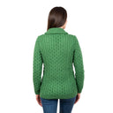 A20306 Ladies Merino Irish Bomber Jacket Green Color Studio Back View Gaelsong
