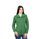 A20306 Ladies Merino Irish Bomber Jacket Green Color Studio Gaelsong
