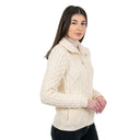A20306 Ladies Merino Irish Bomber Jacket White Color Side Gaelsong

