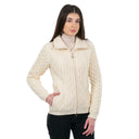A20306 Ladies Merino Irish Bomber Jacket White Color Studio Gaelsong
