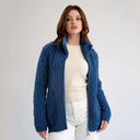 A20306 Ladies Merino Irish Bomber Jacket Blue Color Studio Gaelsong