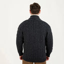 A20308 Men's Irish Wool Zip Front Cardigan Charcoal Gaelsong