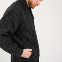 A20308 Men's Irish Wool Zip Front Cardigan Charcoal Color Gaelsong